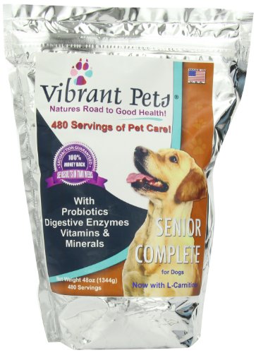 Vibrant Pets Senior Complete Dog Immune System Supplement | Older Dog Muscle and Joint Supplement with Probiotics & Enzymes for 