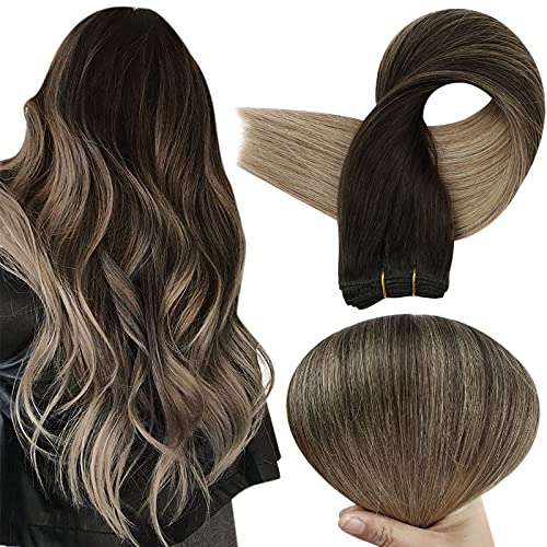Full Shine 14 Inch Sew in Brown Hair Wefts Hair Extensions Human Hair  Balayage Color 2 Darkest Brown Ombre 6 Brown And 18 Ash Bl