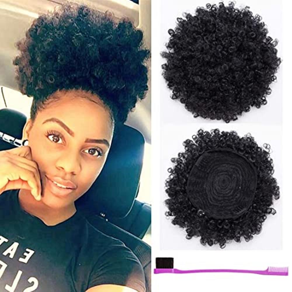 Beira BEIRA Synthetic Afro Puff Drawstring Ponytail Short Kinky Curly Hair  Bun Extension Donut Chignon Hairpieces Wig Updo Hair Extens