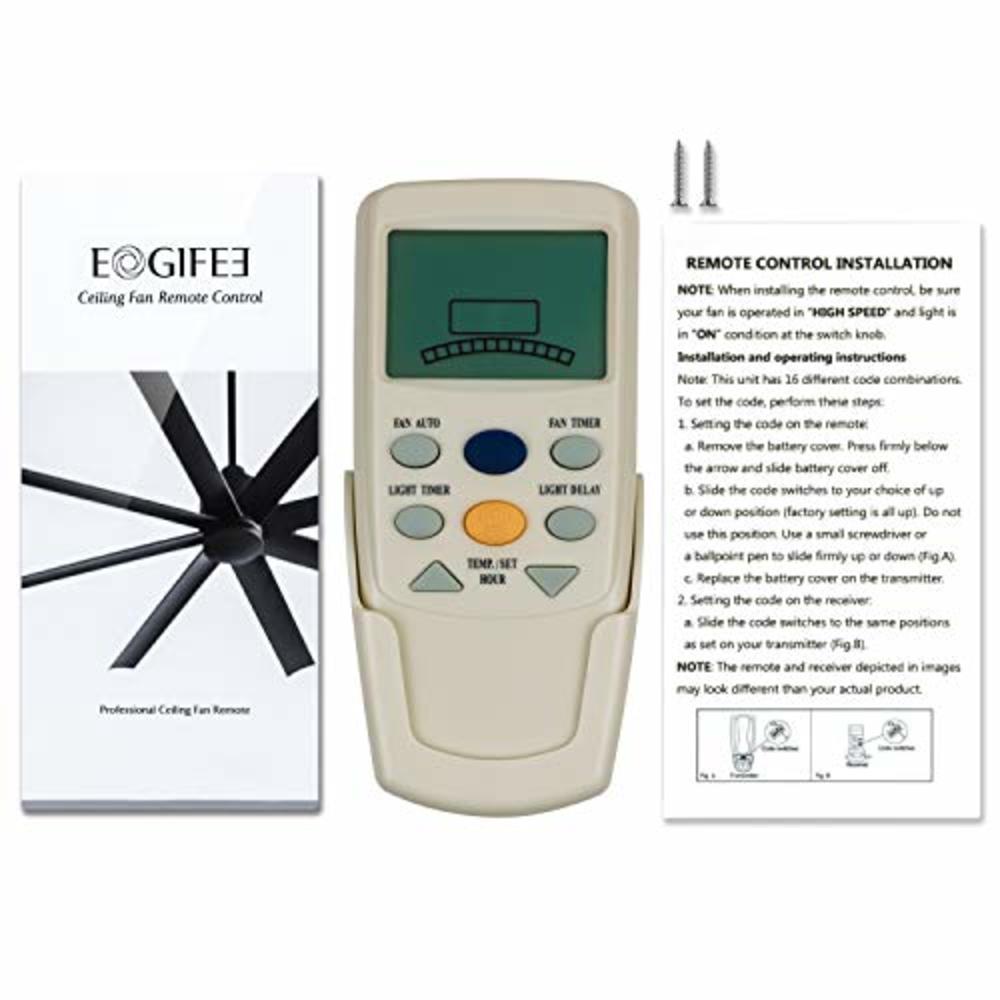 Eogifee Ceiling Fan Remote Control of Replacement of Hampton Bay FAN9T Thermostatic Remote Control with Fan Timer Only Remote