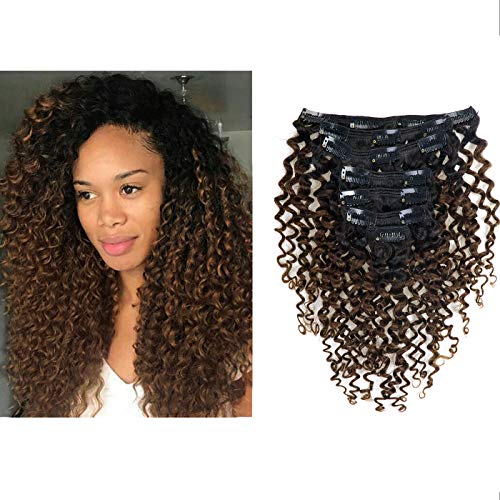 Lacer Clip in Human Hair Extensions Afro Jerry Curly 3B 3C Real Hair Clip  in Extensions For Black Women Natural Black Color 100% Brazi