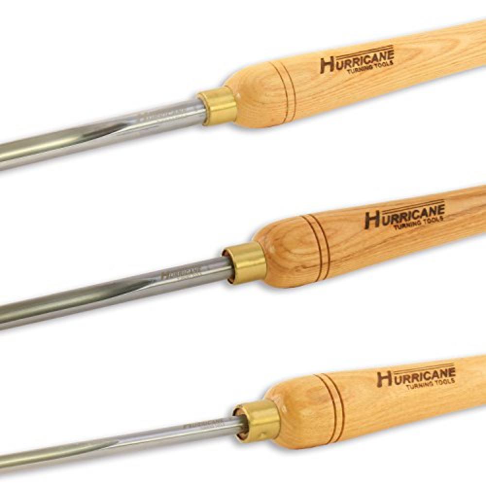 Hurricane Turning Tools, HSS, 3 Piece Bowl Gouge Set (1/4", 3/8 and 1/2" Flute), Standard Series Woodturning Tools