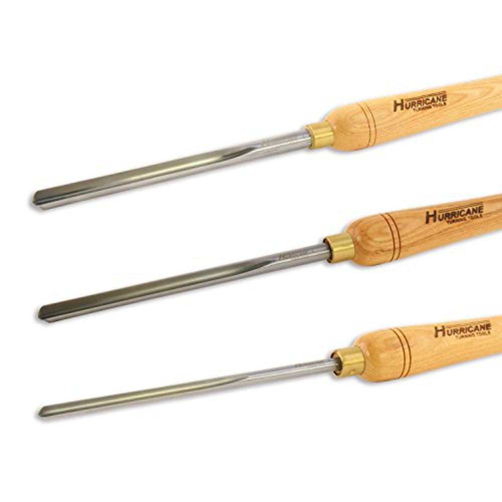 Hurricane Turning Tools, HSS, 3 Piece Bowl Gouge Set (1/4", 3/8 and 1/2" Flute), Standard Series Woodturning Tools