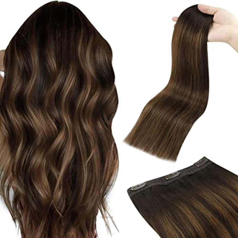 Sunny Hair Sunny One Piece Hair Extensions Clip in Human Hair Brown Ombre One  Piece Remy