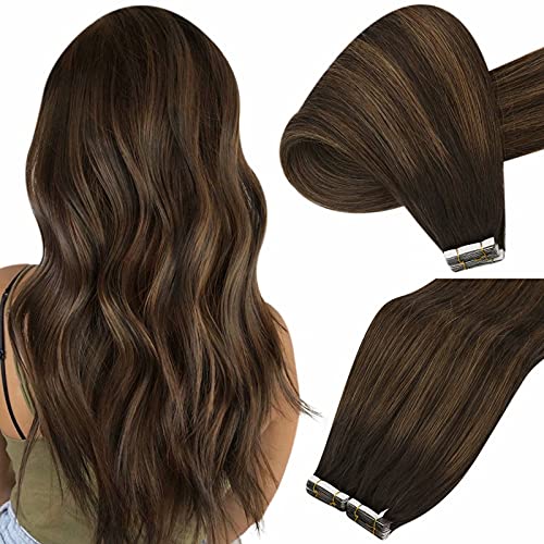 Sunny Hair Sunny Brown Tape in Extensions Real Human Hair Extensions  Balayage Tape in Darkest Brown
