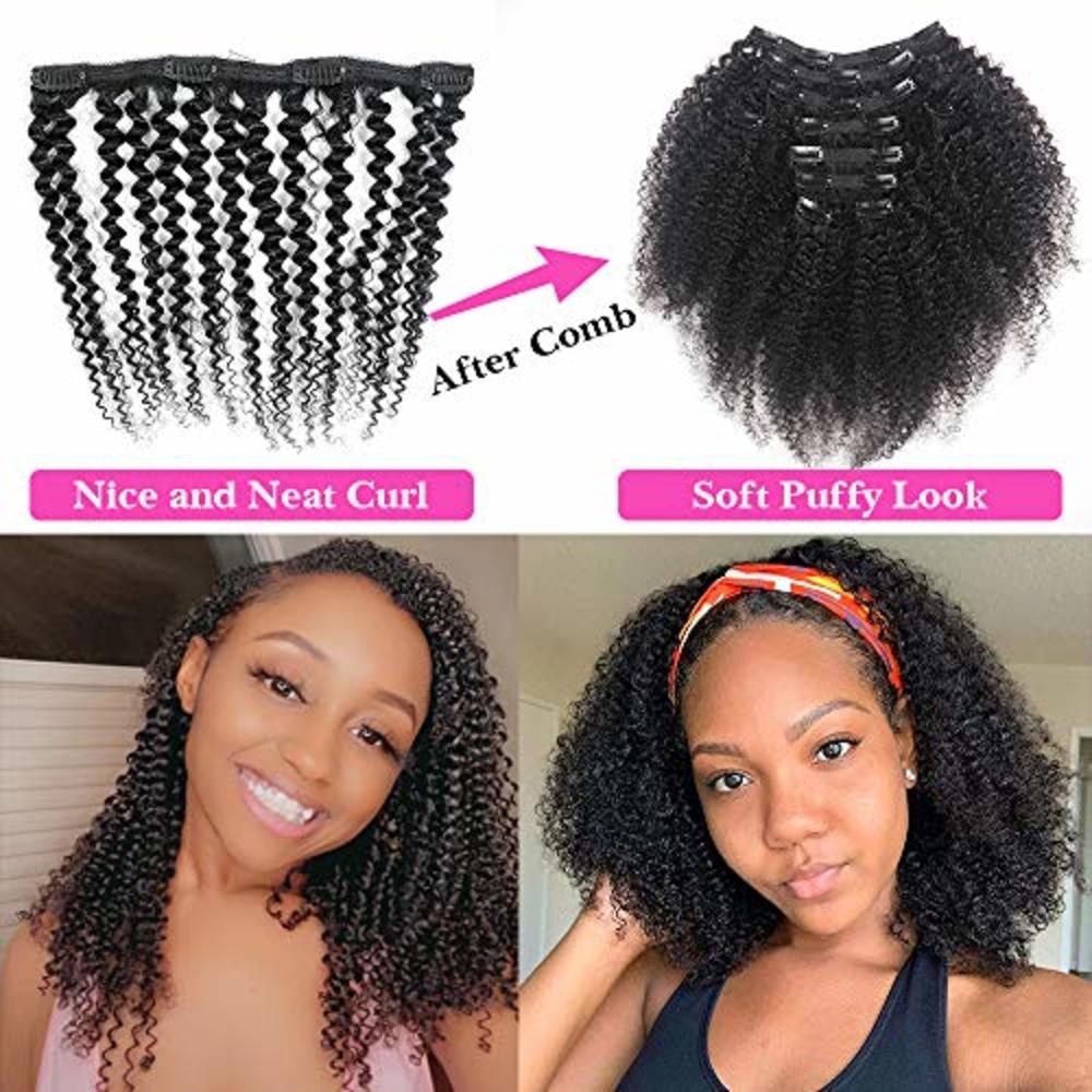 urbeauty Kinky Curly Clip In Hair Extensions for Black Women Human Hair,  Urbeauty 10 inch Curly