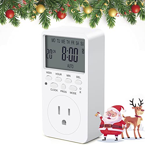 CANAGROW Outlet Timer, 7 Day Wall Plug in Light Timer Outlet, CANAGROW Indoor Digital Programmable Timers for Electrical Outlets, 3-Prong
