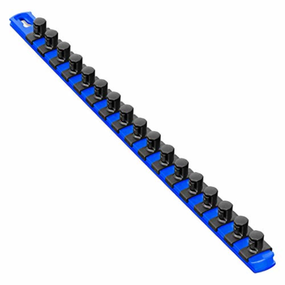 Ernst Manufacturing 18-Inch Magnetic Socket Organizer with 17 1/2-Inch Twist Lock Clips, Blue (8405M-Blue-1/2)