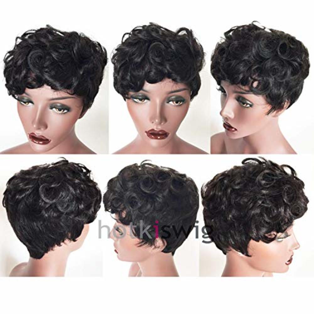 HOTKIS Short Curly Human Hair Wigs for Black Women Human Hair Short Wigs Curly Pixie Wigs HOTKIS Short Curly Human Hair Wigs for Black Women Human Hair Short Wigs Curly Pixie Wigs