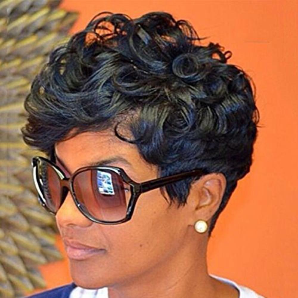 HOTKIS Short Curly Human Hair Wigs for Black Women Human Hair Short Wigs  Curly Pixie Wigs