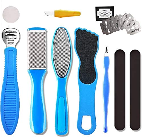 J & A Best Deals Professional 10pcs kit Home Pedicure Callus Remover Foot Corn Remover with Nail File Removing Hard, Cracked and Dead Skin Cells.