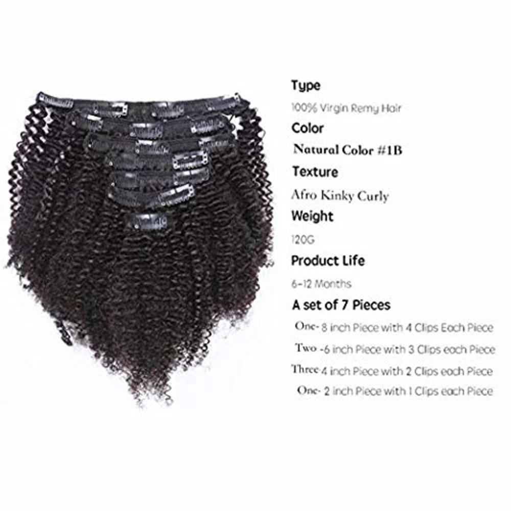 Loxxy Afro Curly Clip In Hair Extensions 3C 4A Natural Human Hair Clip Ins  For Black