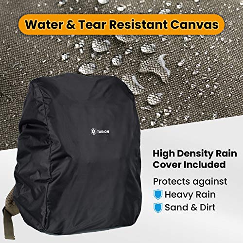 TARION Camera Backpack Canvas Camera Bag Photography Backpack for Women Men Photographer with Laptop Tripod Compartment Waterpro