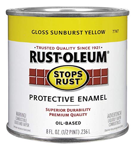 Rust-Oleum 7747730 High Performance 1/2 Pint Protective Enamel Oil Base Paint, Sunburst Yellow