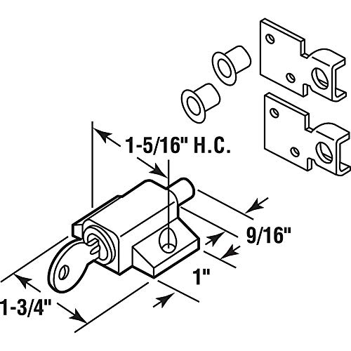 Prime Line U 9862 Sliding Door Keyed Lock Push In â Replace Broken Parts And Add Additional Home Security Painted Diecast Ca U 9862 Sliding Door Keyed Lock, Push In Keyed Sliding Door Lock