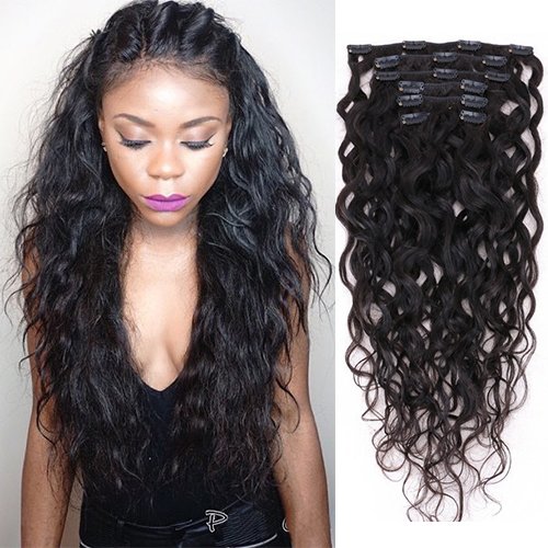 EIAKE Natural Curly Clip in Human Hair Extensions for Black Women Natural  Wave Real Human Remy Hair Clip in Extension for African Amer