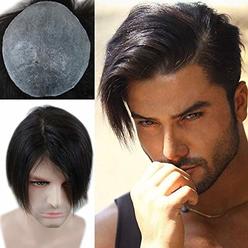 Voloria European Virgin human Hairpiece for Menâ€™s Toupee Ultra Transparent Thin Skin PU Replacement Hair Pieces 10â€x8â€ Bas