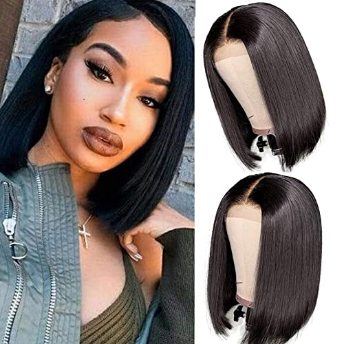 ISEE Hair 13x4 Lace Front Wigs 9A Brazilian Virgin Human Hair Wigs Short  Straight Bob Wigs 150% Density Pre Plucked with Baby Ha