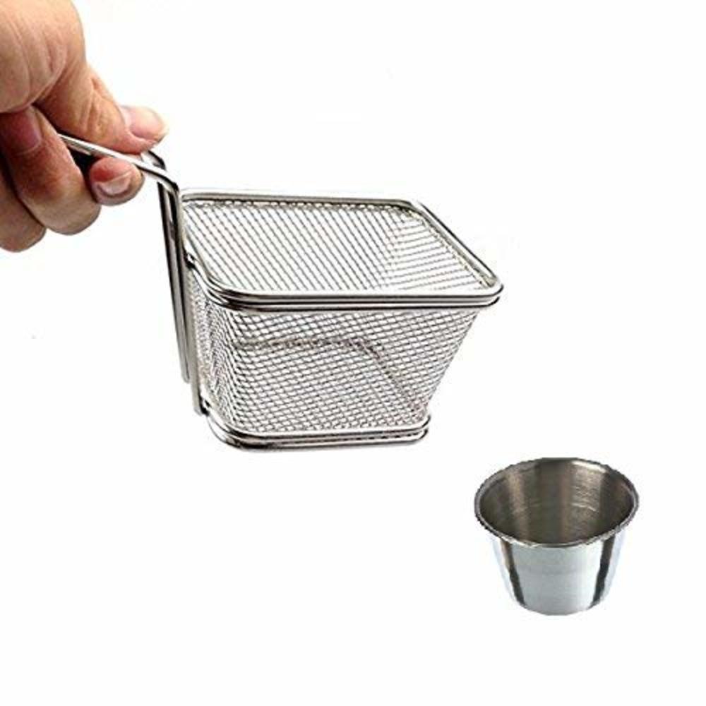 Rocaware Mini Chips Fry Basket Stainless Steel Fryer Baskets Strainer French Fries Holder,Table Serving Food Presentation Tool With Bonus