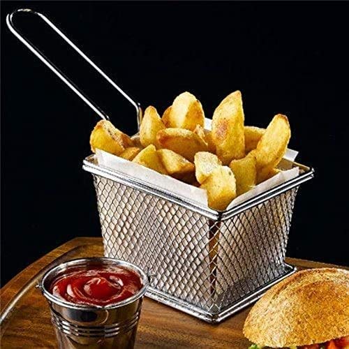 Rocaware Mini Chips Fry Basket Stainless Steel Fryer Baskets Strainer French Fries Holder,Table Serving Food Presentation Tool With Bonus