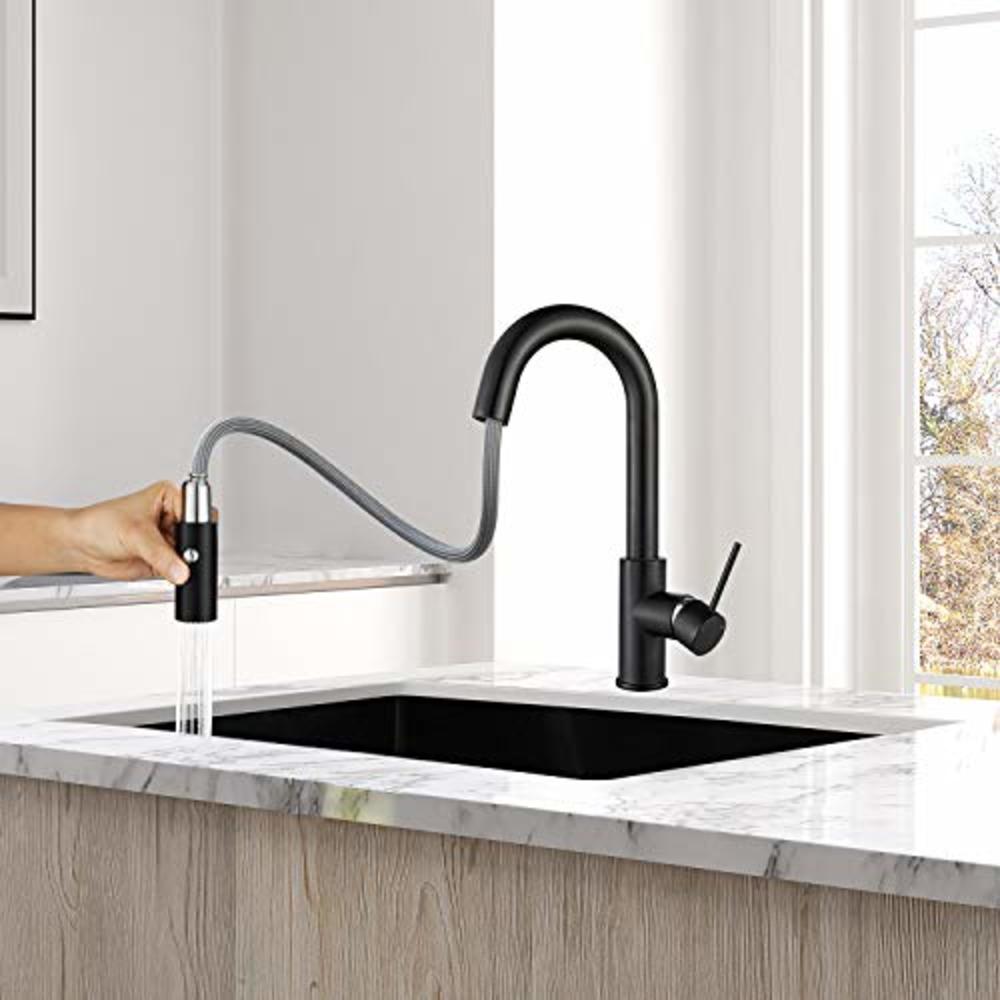 AguaStella AS59MB Matte Black Bar Faucet or Prep Kitchen Sink Faucet with Pull Down Sprayer and Single Handle