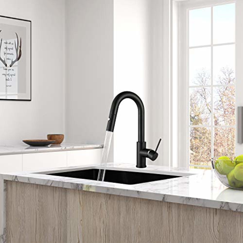AguaStella AS59MB Matte Black Bar Faucet or Prep Kitchen Sink Faucet with Pull Down Sprayer and Single Handle