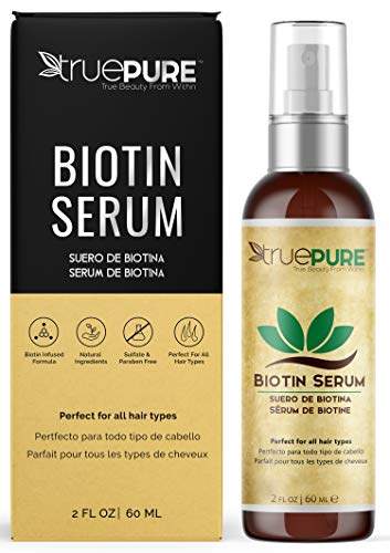 TruePure Biotin Hair Growth Serum - Hair Loss Prevention Treatment For Men  & Women With Fine, Thinning Hair - Fragrance Free & S