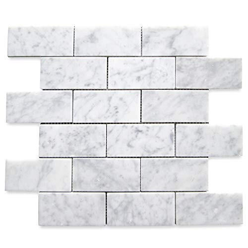 Stone Center Online Carrara White Marble 2x4 Grand Brick Subway Mosaic Tile  Polished Kitchen Bath Wall Floor Backsplash Shower (