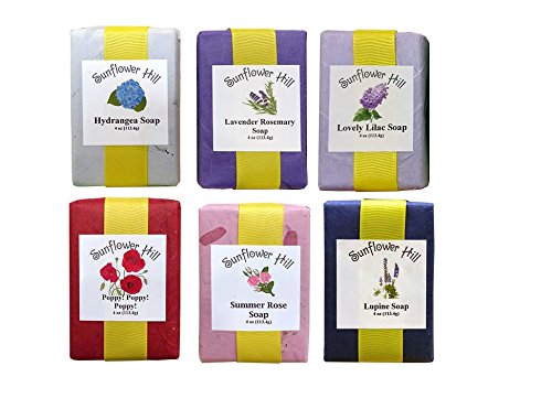Sunflower Hill Flowery Floral Soap Gift Set Lupine Poppy Hydrangea Rose Lavender Lilac