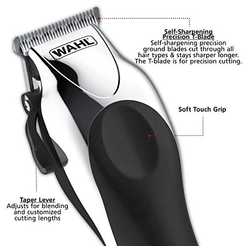 Wahl Clipper Deluxe Chrome Pro, Complete Hair and Beard Clipping and Trimming Kit, Includes Quality Clipper with Guide Combs, Co