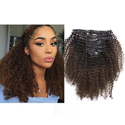 LacerHair Clip in Real Remy Human Hair Extensions Afro Kinky Curly Clip in Hair Extensions 4B 4C 100% Natural Black Curly Hair E