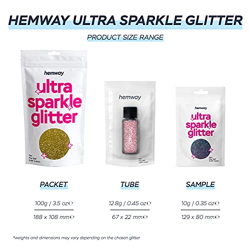 Hemway Premium Ultra Sparkle Glitter Multi Purpose Metallic Flake for Arts Crafts Nails Cosmetics Resin Festival Face Hair - Ros