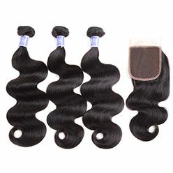 Sayas Hair 10A Grade Brazilian Body Wave 100g Per Bundle With 4x4 Free Part Closure Human Hair Bundles Weave Hair Human Bundles 