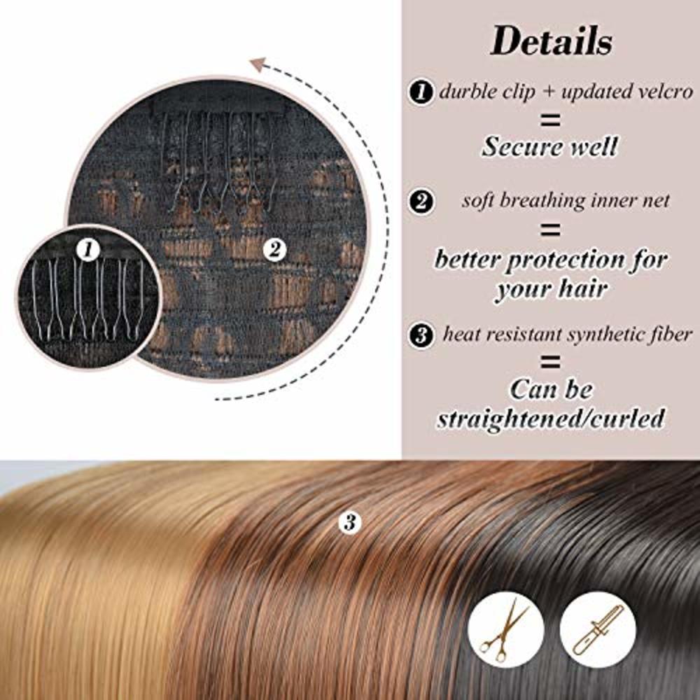 BARSDAR 26 inch Ponytail Extension Long Straight Wrap Around Clip in  Synthetic Fiber Hair for Women -