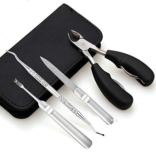 Tseoa Nail Clippers for Thick and Ingrown Toenails Tools, 5PCS Precision  Stainless Steel Pedicure Kit,Cuticle