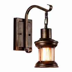 Moonkist Industrial Vintage Single Head, MOONKIST Rustic Nordic Glass Wall Sconce Fixtures Retro Metal Painting Color Wall lamp for Home