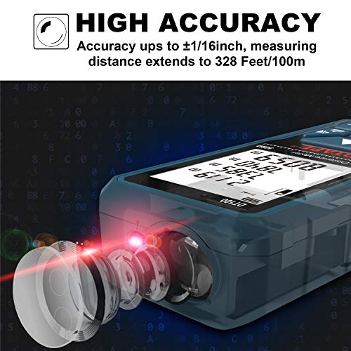 DTAPE Laser Measure, DTAPE 328 Feet Digital Laser Tape Measure M/In/Ft Unit switching Backlit LCD and Pythagorean Mode, Measure Distan
