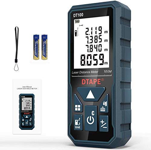 DTAPE Laser Measure, DTAPE 328 Feet Digital Laser Tape Measure M/In/Ft Unit switching Backlit LCD and Pythagorean Mode, Measure Distan