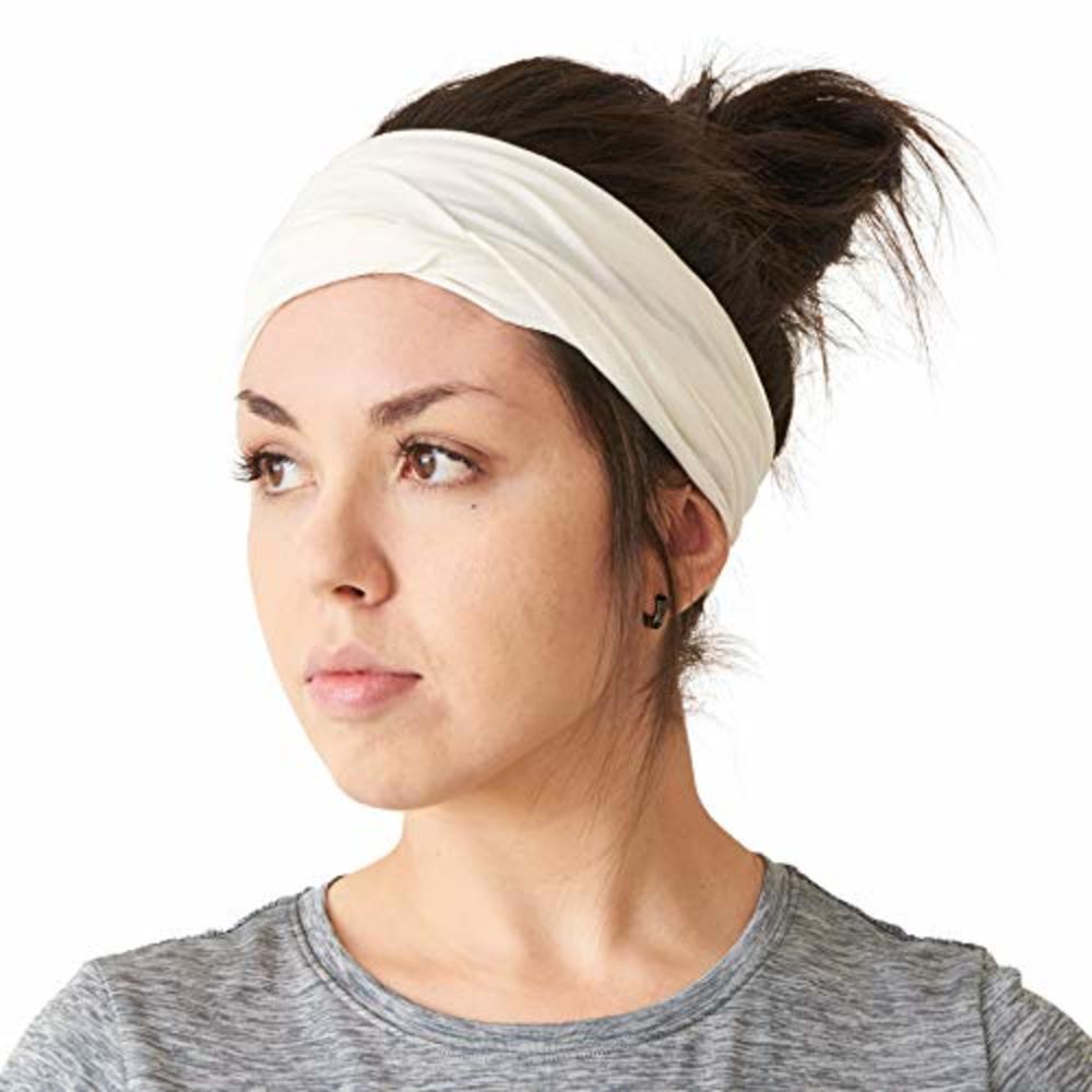 CHARM Mens Womens Elastic Bandana Headband Japanese Long Hair Dreads Head  Wrap White