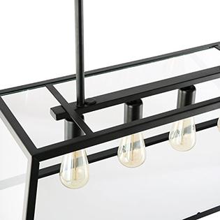 Ls C104 Light Society Morley 4, Morley 6 Light Black Chandelier With Clear Glass Shaded