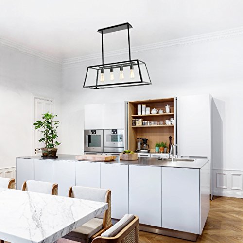 Ls C104 Light Society Morley 4 Kitchen Island Pendant Matte Black Shade With Clear Glass Panels Modern Industrial Chandelier Ls C104 Light Society Morley 4, Morley 6 Light Black Chandelier With Clear Glass Shade