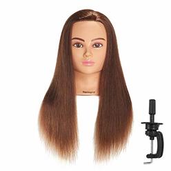 Hairingrid Mannequin Head 24-26100% Human Hair Hairdresser Cosmetology Mannequin Manikin Training Head Hair and Free Clamp Holde