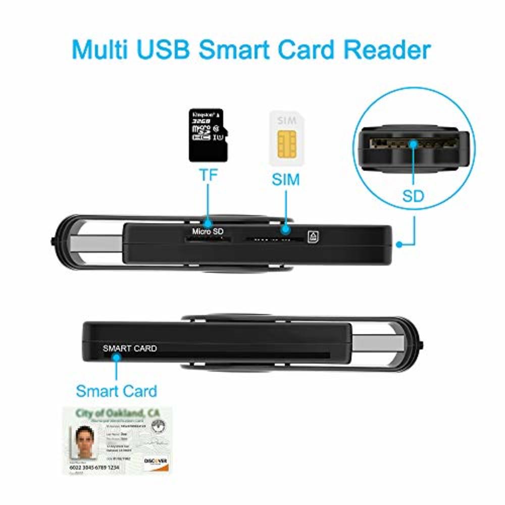 Rocketek USB Smart Card Reader, Rocketek Memory Card Reader with SDHC/SDXC/SD Card Reader & Micro SD Card Reader for SIM and MMC RS & 4.0