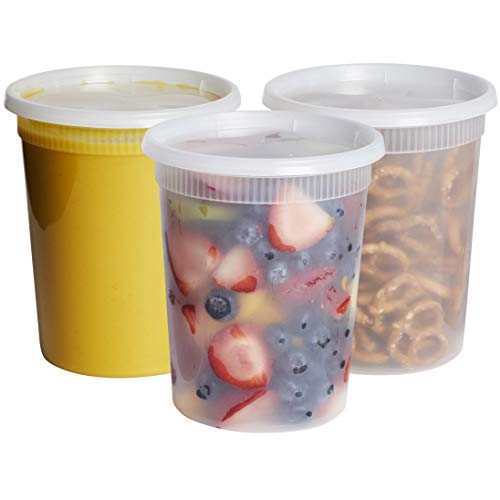 Comfy Package [24 Sets - 32 oz.] Plastic Deli Food Storage Freezer Containers With Airtight Lids