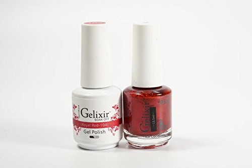 Gelixir Duo Matching Gel and Nail Polish, Made in USA. (104-Royal Red)
