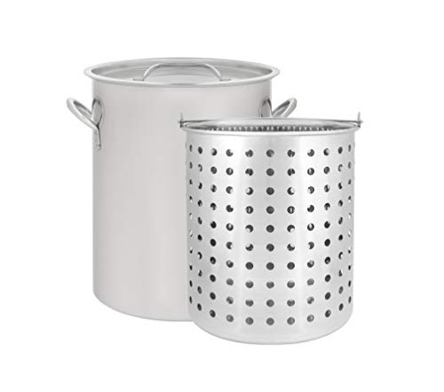 Concord Cookware CONCORD 36 QT Stainless Steel Stock Pot w/ Basket. Heavy Kettle. Cookware for Boiling (36)