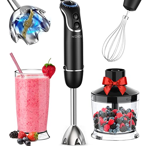 KOIOS 800-Watt/ 12-Speed Immersion Hand Blender(Titanium Reinforced), Turbo  for Finer Results, 4-in-1 Set Includes BPA-Free Food
