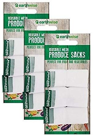 Earthwise Reusable Mesh Produce Bags - Washable Set of 9 Premium Bags,  TRANSPARENT Lightweight, Strong SEE-THROUGH Mesh for shop