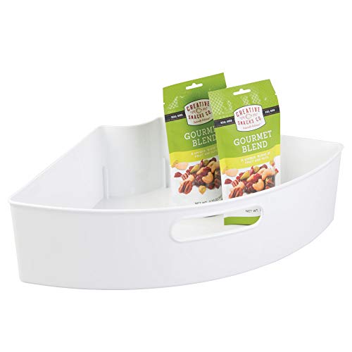 iDesign 62631 Plastic Lazy Susan Cabinet Storage Bin, 1/4 Wedge Container for Kitchen, Pantry, Counter, BPA-Free, 16.5" x 11" x 
