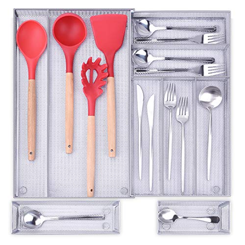 WuGeShop Expandable Kitchen Drawer Organizer, 7+2 Separate ...